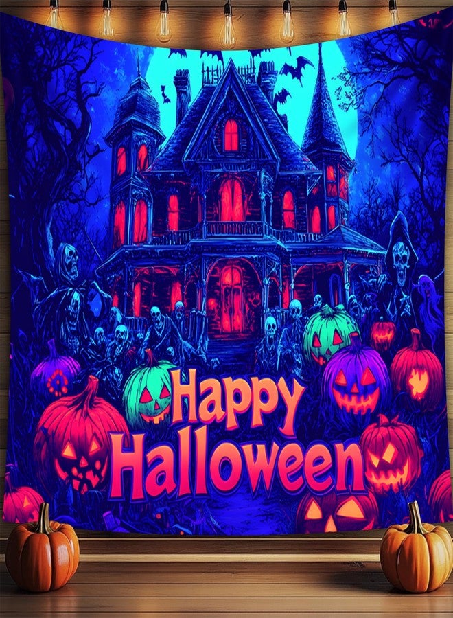 BVBOX Halloween Tapestry, Blacklight Tapestry for Halloween Party Decor Hanging Tapestries Backdrop Wall Art Poster for Bedroom Dorm 79x59in - Image 4